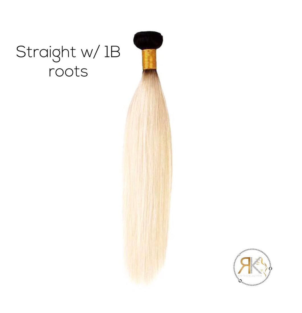 Pure Blonde Straight Bundles w/ Black Roots